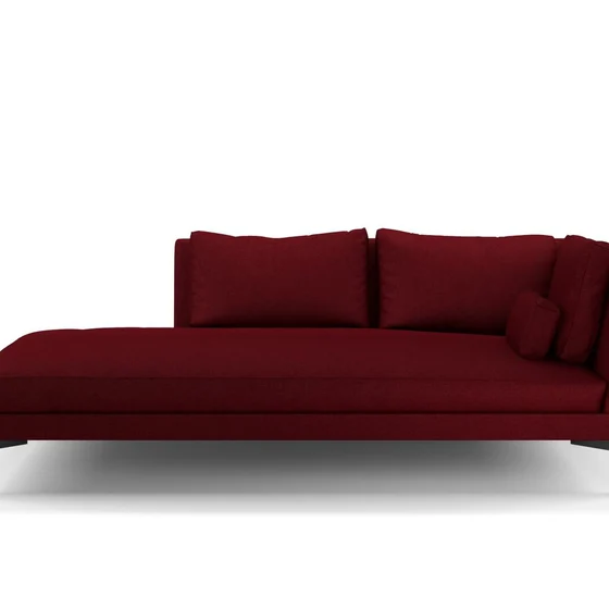Photo of the fabric Tahiti Crimson swatch by Mokum FibreGuard. Use for Curtains, Upholstery, Accessory, Top of Bed. Style of Chenille, Plain
