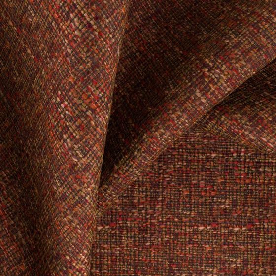 Photo of the fabric Octavia Flame swatch by Zepel FibreGuard. Use for Upholstery, Accessory, Top of Bed. Style of Plain, Texture