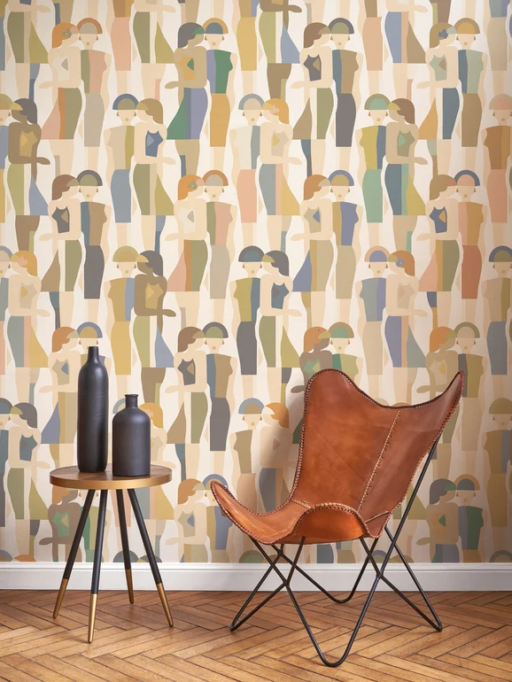 Photo of the fabric Fashion Week Wallpaper 8844 8844 41 11 in situ by Casadeco. Use for Wall Covering
