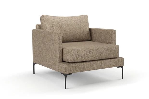 Photo of the fabric Gabrielle Walnut swatch by Mokum FibreGuard. Use for Upholstery, Accessory, Top of Bed. Style of Plain, Texture