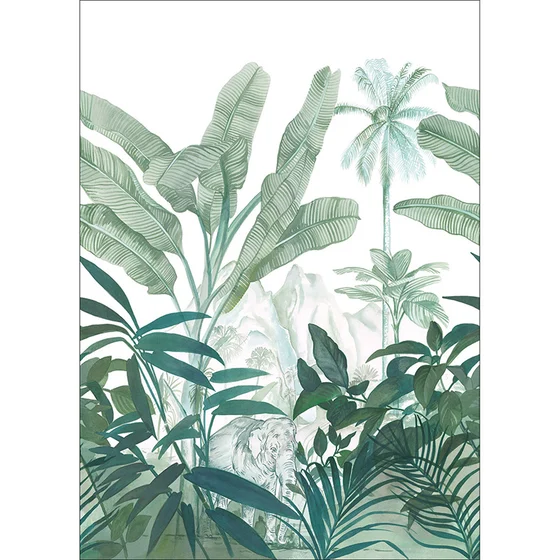 Photo of the fabric Hathi Panel 10128 10128 78 09 swatch by Casadeco. Use for Wall Covering, Wall Panel/Mural