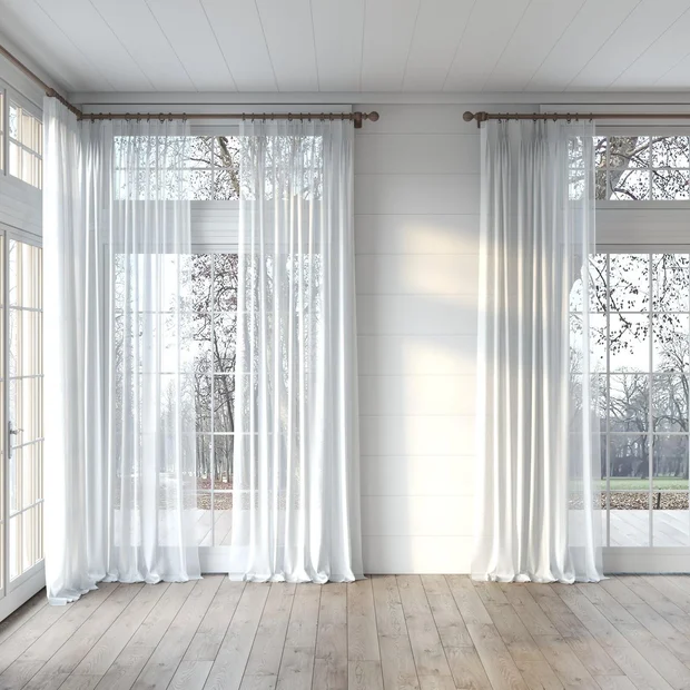 Photo of the fabric Malaga Stone swatch by James Dunlop Essentials. Use for Sheer Curtains. Style of Plain, Sheer