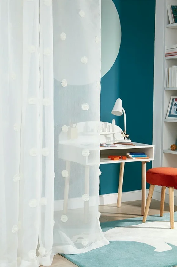 Photo of the fabric Zzsnowball V3306 01 in situ by Villa Nova. Use for Sheer Curtains. Style of Childrens, Sheer