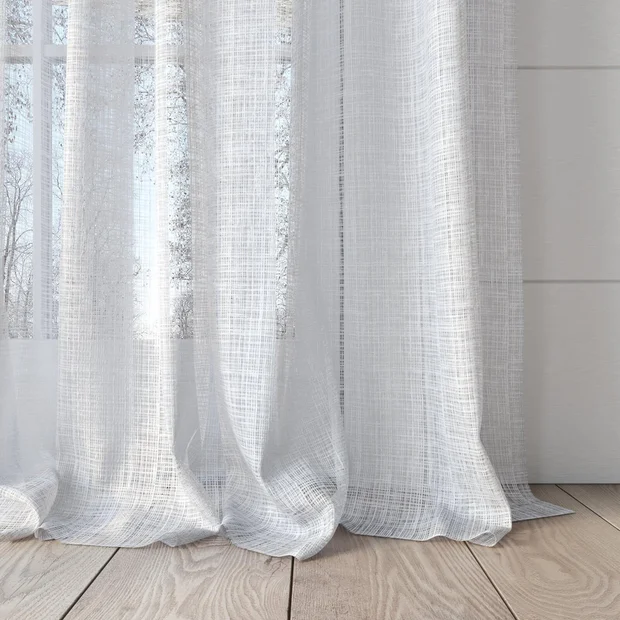 Photo of the fabric Scandinese Whitewash swatch by James Dunlop. Use for Sheer Curtains. Style of Plain, Sheer
