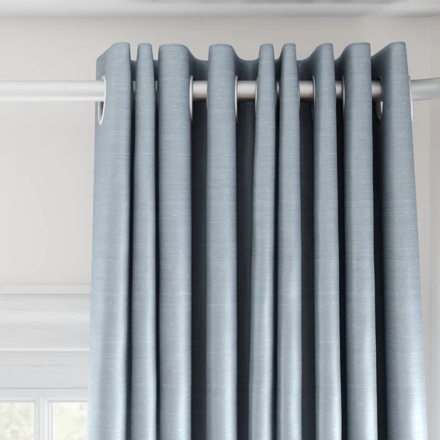 Photo of the fabric Luxe Sky swatch by James Dunlop Essentials. Use for Curtains, Accessory, Top of Bed. Style of Plain, Texture