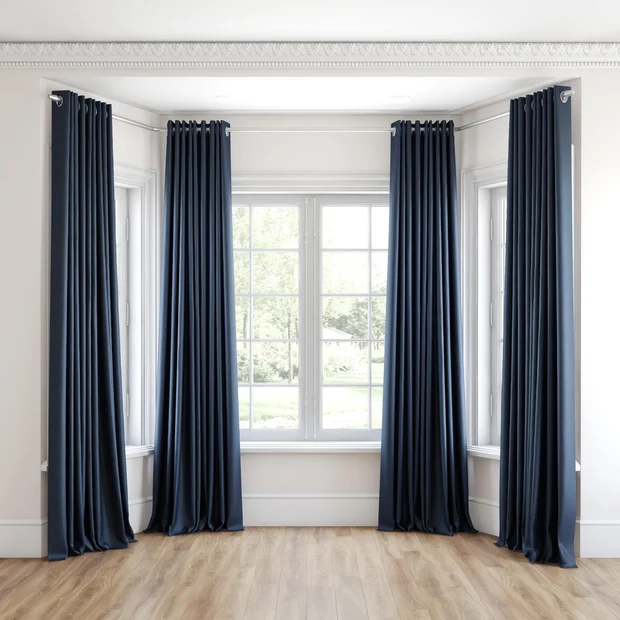 Photo of the fabric Eclipse Blackout Midnight swatch by James Dunlop. Use for Curtains. Style of Plain, Texture