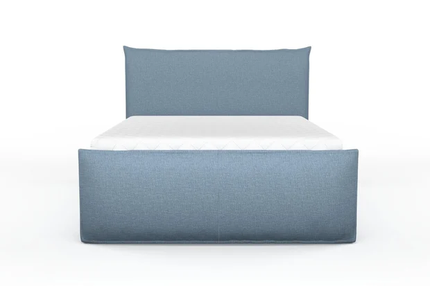 Photo of the fabric Pahi Sky swatch by Mokum. Use for Upholstery, Accessory. Style of Plain, Taffeta
