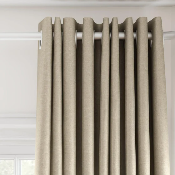 Photo of the fabric Banksia Linen swatch by James Dunlop. Use for Curtains, Accessory, Top of Bed. Style of Plain, Texture