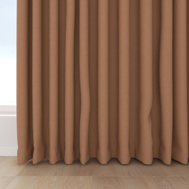 Photo of the fabric Satori Stonewash Burnt Orange swatch by Mokum. Use for Curtains, Upholstery Light Duty, Accessory, Top of Bed. Style of Plain, Texture