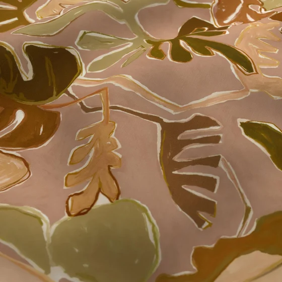 Photo of the fabric Papeete Clay swatch by Mokum. Use for Upholstery, Accessory. Style of Floral And Botannical, Print