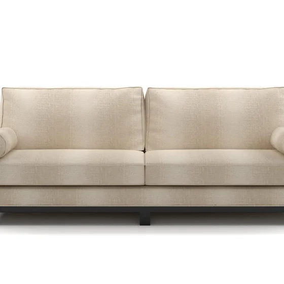 Photo of the fabric Maxime Sand swatch by James Dunlop. Use for Upholstery, Accessory. Style of Stripe, Texture