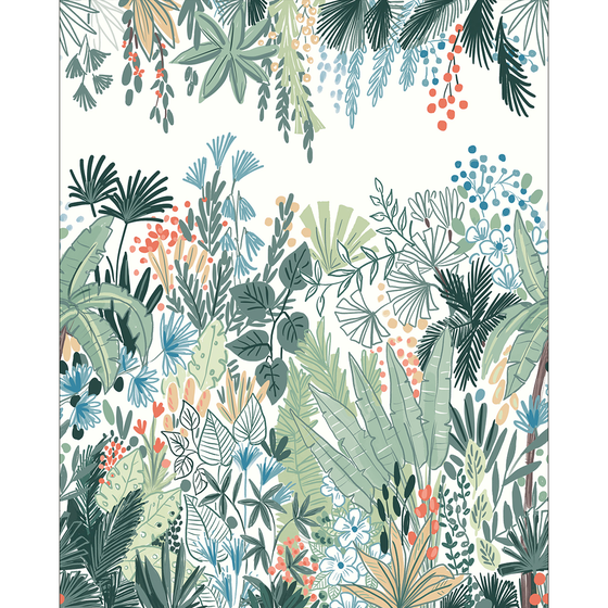Photo of the fabric Foret D'Emer. Panel 10242 10242 41 78 swatch by Casadeco. Use for Wall Covering, Wall Panel/Mural. Style of Floral And Botannical