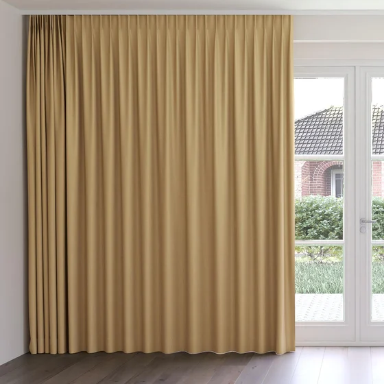 Photo of the fabric Trailblazer Sunflower swatch by James Dunlop FibreGuard. Use for Curtains, Upholstery, Accessory, Top of Bed. Style of Texture, Traditional