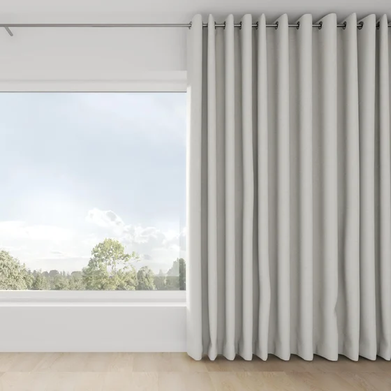 Photo of the fabric Obi Stonewash Silver Birch swatch by Mokum. Use for Curtains, Upholstery Light Duty, Accessory, Top of Bed. Style of Plain, Texture