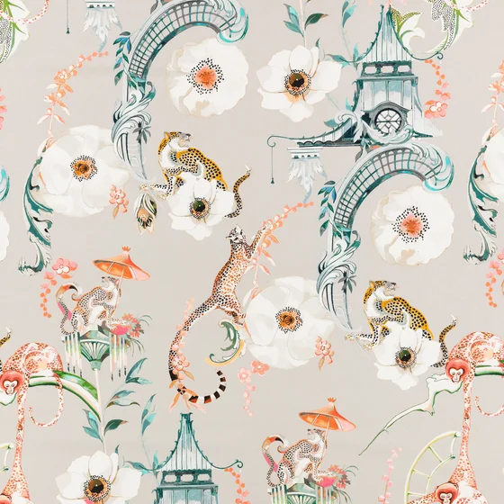 Photo of the fabric Euphoria 8005 01 swatch by Romo. Use for Curtains, Upholstery, Accessory. Style of Floral And Botannical