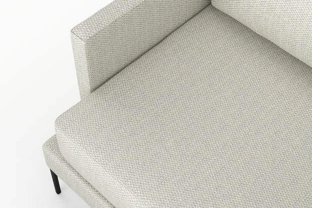 Photo of the fabric Strata Powder Blue swatch by Mokum. Use for Upholstery, Accessory. Style of Plain, Texture