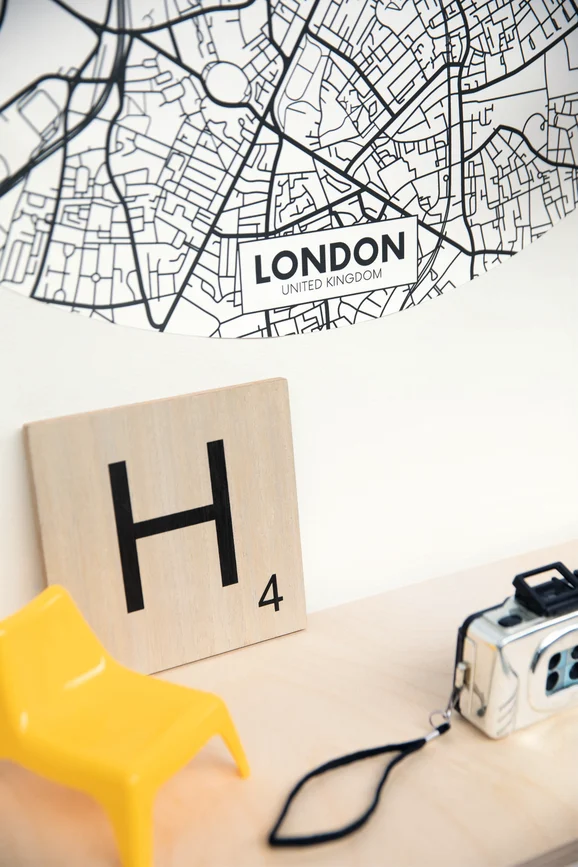 Photo of the fabric Fly To London Sticker 10344 00 09 in situ by James Dunlop. Use for Wall Covering