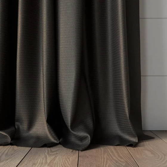 Photo of the fabric Kennedy II Blackout Teak swatch by James Dunlop. Use for Curtains. Style of Plain, Texture