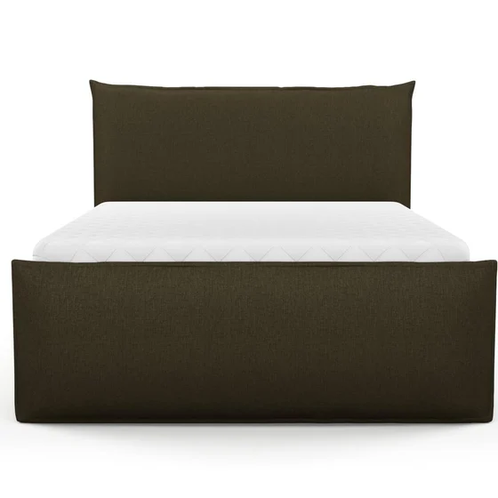 Photo of the fabric Tahiti Olive swatch by Mokum FibreGuard. Use for Curtains, Upholstery, Accessory, Top of Bed. Style of Chenille, Plain