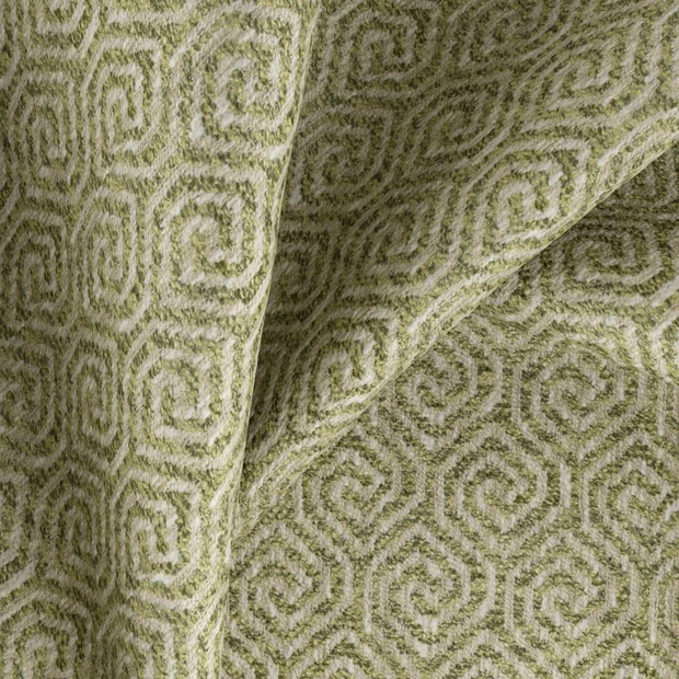Photo of the fabric Rockley Pesto swatch by Zepel FibreGuard. Use for Upholstery, Accessory, Top of Bed. Style of Geometric, Jacquard