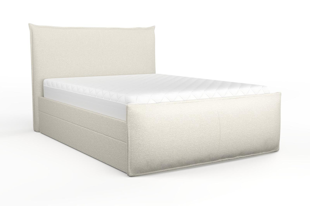Photo of the fabric Grain Marshmallow swatch by Mokum. Use for Upholstery, Accessory, Top of Bed. Style of Plain, Texture
