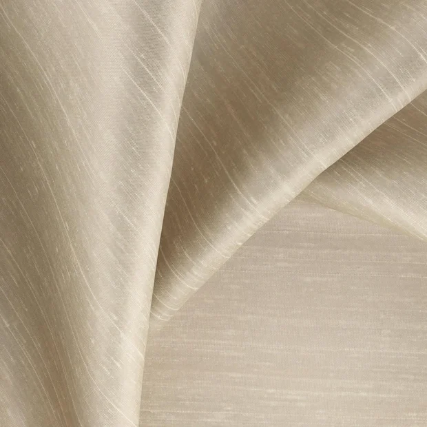Photo of the fabric Silky Ecru swatch by Zepel. Use for Curtains, Accessory, Top of Bed. Style of Plain, Texture
