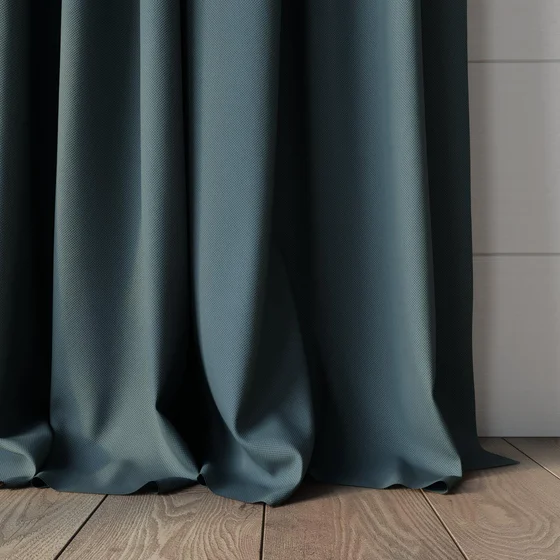 Photo of the fabric Oakley FR Teal swatch by James Dunlop. Use for Curtains. Style of Plain, Texture