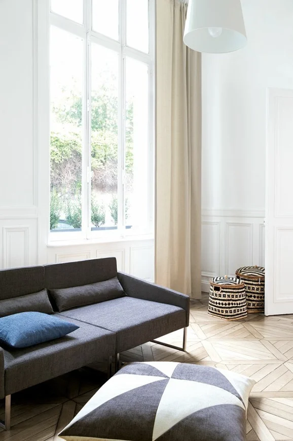 Photo of the fabric Isabella II Pearl in situ by Zepel. Use for Curtains, Upholstery, Accessory, Top of Bed. Style of Plain, Texture