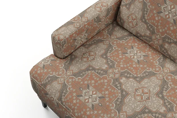 Photo of the fabric Majorelle Copper swatch by Catherine Martin by Mokum. Use for Upholstery, Accessory. Style of Geometric