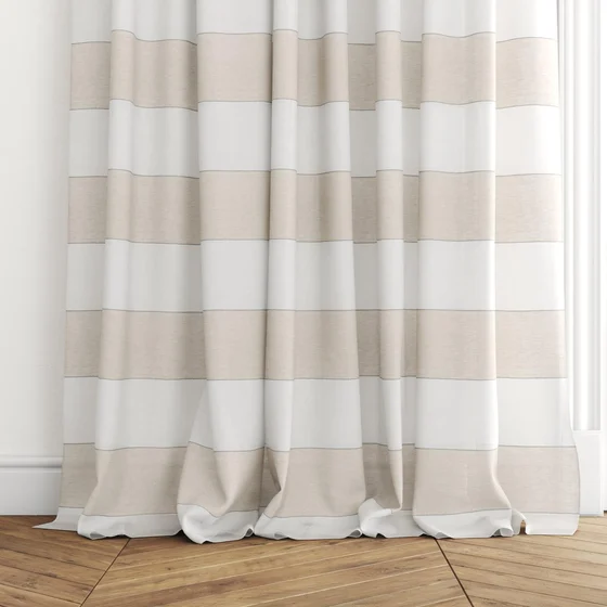 Photo of the fabric Long Beach Sand swatch by James Dunlop. Use for Sheer Curtains. Style of Sheer, Stripe