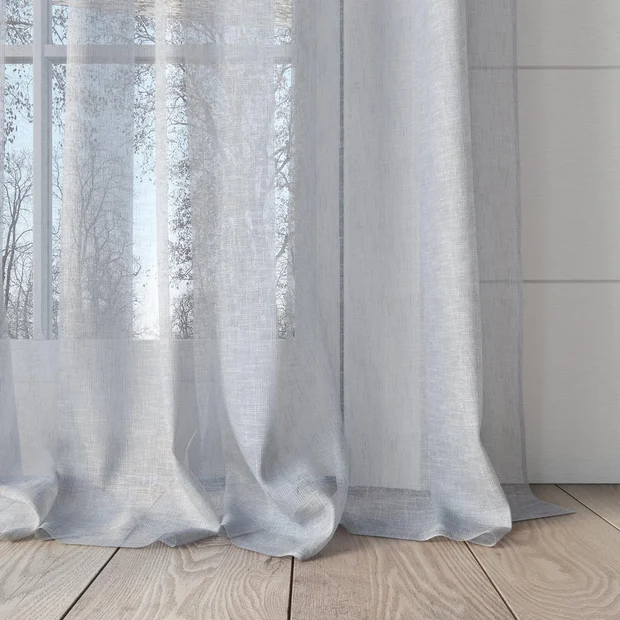 Photo of the fabric Seaview Sky swatch by James Dunlop. Use for Sheer Curtains. Style of Plain, Sheer
