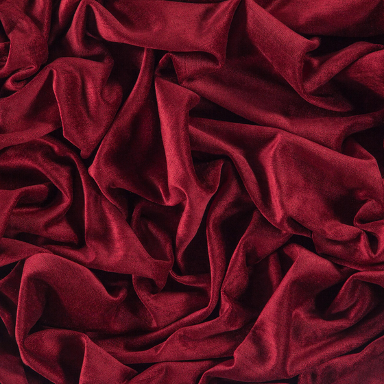 Photo of the fabric Monte Carlo Scarlet swatch by Zepel. Use for Curtains, Upholstery, Accessory, Top of Bed. Style of Plain, Velvet