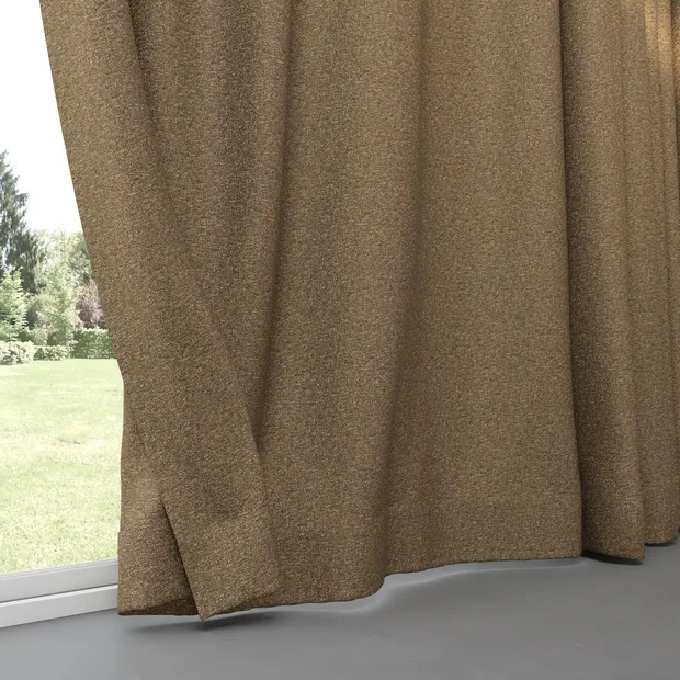 Photo of the fabric Bora Bora Bronze swatch by Mokum FibreGuard. Use for Curtains, Upholstery, Accessory. Style of Plain, Texture