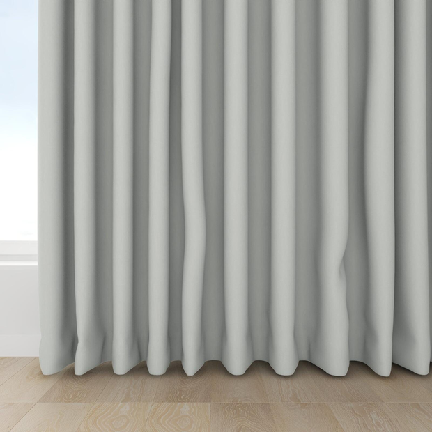 Photo of the fabric Satori Stonewash Silver Birch swatch by Mokum. Use for Curtains, Upholstery Light Duty, Accessory, Top of Bed. Style of Plain, Texture