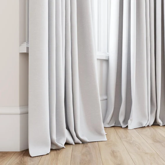 Photo of the fabric Maharaja II Blanc swatch by James Dunlop Essentials. Use for Curtains, Upholstery Light Duty, Accessory, Top of Bed. Style of Plain, Texture