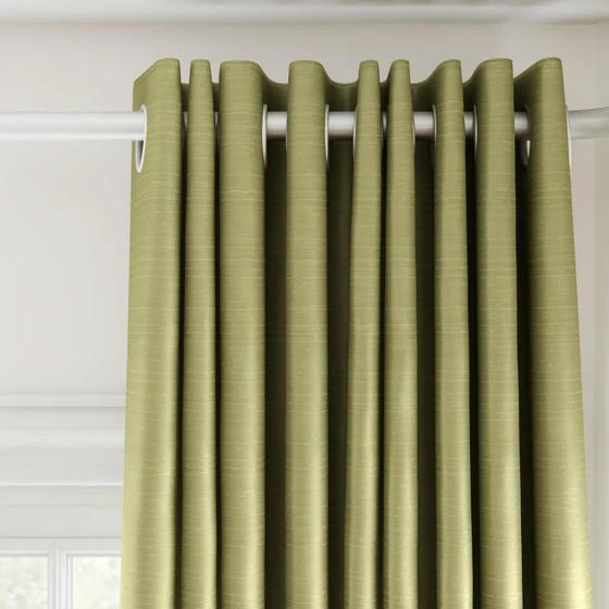Photo of the fabric Luxe Pistachio swatch by James Dunlop Essentials. Use for Curtains, Accessory, Top of Bed. Style of Plain, Texture