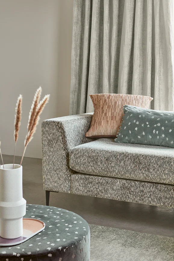 Photo of the fabric Brody V3485 03 in situ by Villa Nova. Use for Curtains, Upholstery, Accessory. Style of Abstract, Velvet