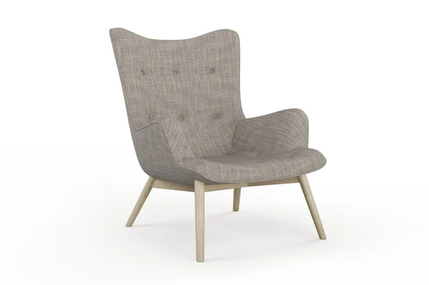 Photo of the fabric Grounded Dove Grey swatch by James Dunlop. Use for Upholstery, Accessory. Style of Plain, Texture
