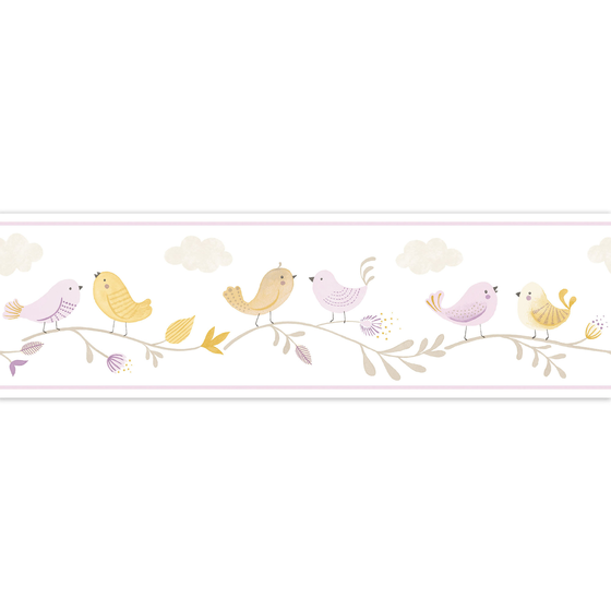 Photo of the fabric Rose Borders 8559 8559 62 99 swatch by Casadeco. Use for Wall Covering. Style of Childrens