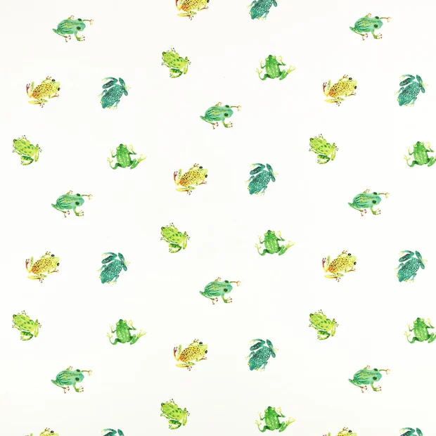 Photo of the fabric Leap Frog V3599 01 swatch by Villa Nova. Use for Curtains. Style of Animals And Birds, Print