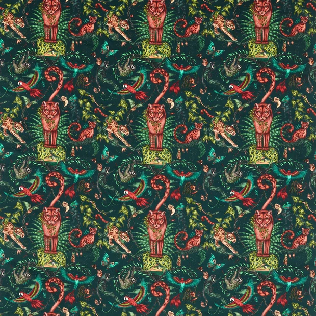 Photo of the fabric Bosque Dreams Velvet F1749 3 swatch by Clarke & Clarke. Use for Upholstery. Style of Animals And Birds, Velvet
