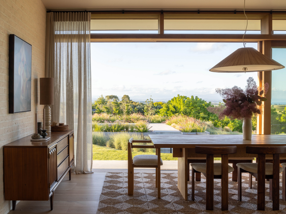 Haumoana, architecture by Glamuzina Architects with interiors by Studio AGD | Photograph courtesy of Hazel Redmond | Curtains in Adahy by Designs of the Time