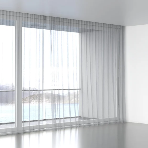 Photo of the fabric Makai (JDG) Silver swatch by Mokum. Use for Sheer Curtains. Style of Plain, Sheer