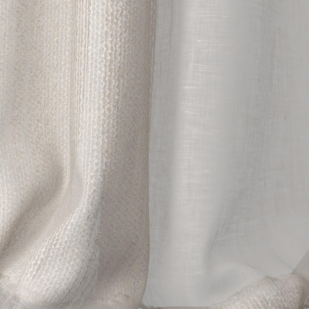 Photo of the fabric Quadrata Ivory swatch by Mokum. Use for Sheer Curtains. Style of Geometric, Sheer