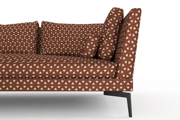 Photo of the fabric Samurai Burnt Orange swatch by Mokum. Use for Upholstery, Accessory. Style of Geometric