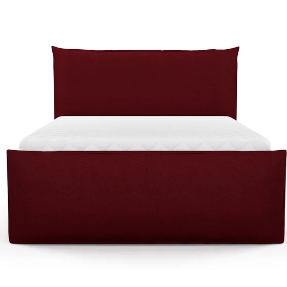 Photo of the fabric Tahiti Crimson swatch by Mokum FibreGuard. Use for Curtains, Upholstery, Accessory, Top of Bed. Style of Chenille, Plain