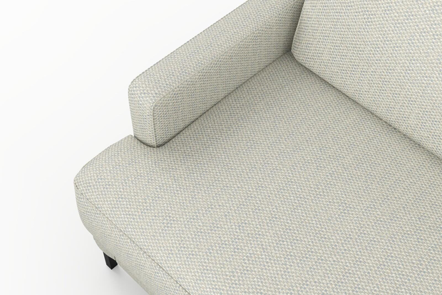 Photo of the fabric Strata Powder Blue swatch by Mokum. Use for Upholstery, Accessory. Style of Plain, Texture