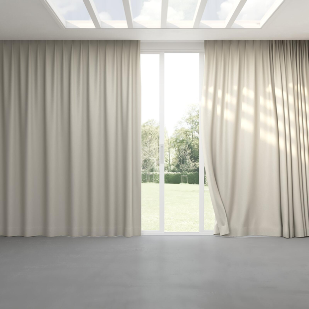 Photo of the fabric Satori Stonewash Chalk swatch by Mokum. Use for Curtains, Upholstery Light Duty, Accessory, Top of Bed. Style of Plain, Texture