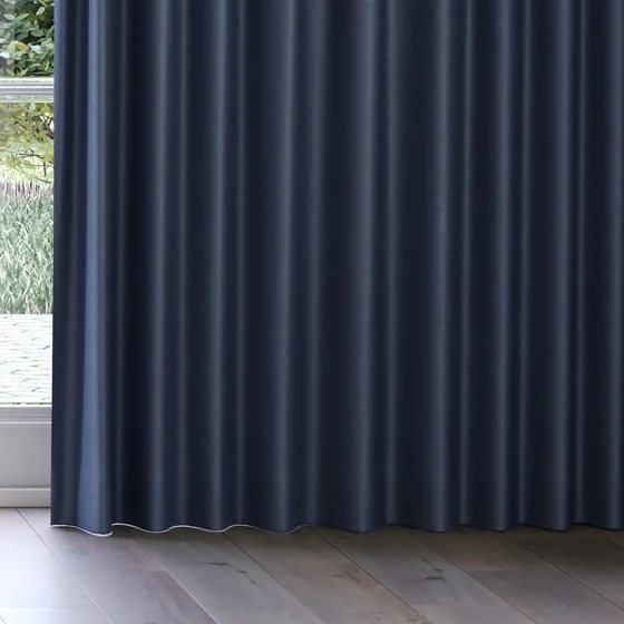 Photo of the fabric Eclipse Blackout Midnight swatch by James Dunlop. Use for Curtains. Style of Plain, Texture