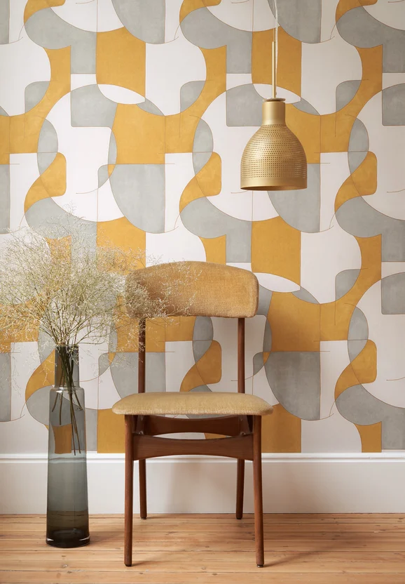 Photo of the fabric Op'Art Wallpaper 8609 8609 62 11 in situ by Casadeco. Use for Wall Covering. Style of Abstract